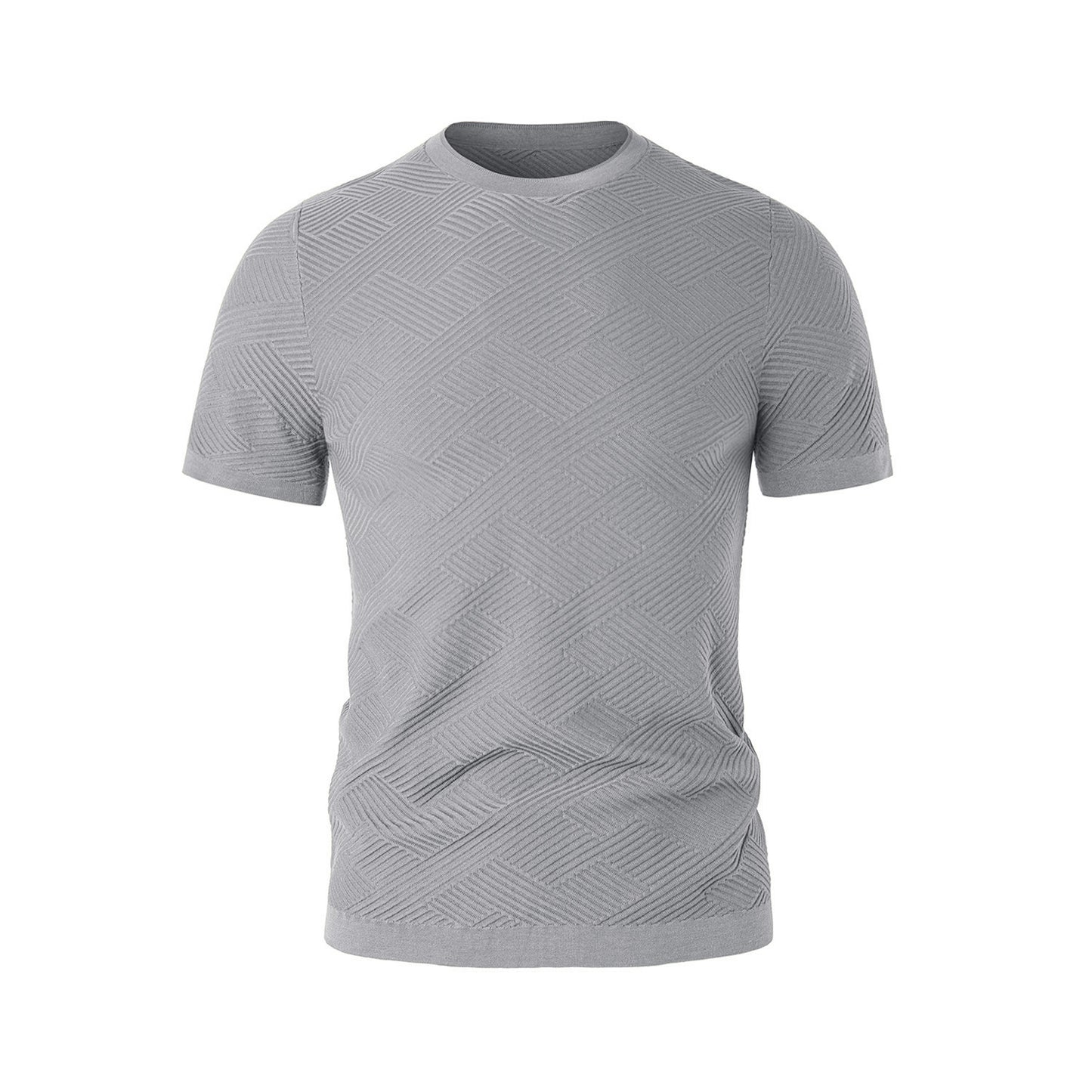 Silk Linen Cotton Crew Neck Knit T-Shirt - oukumen