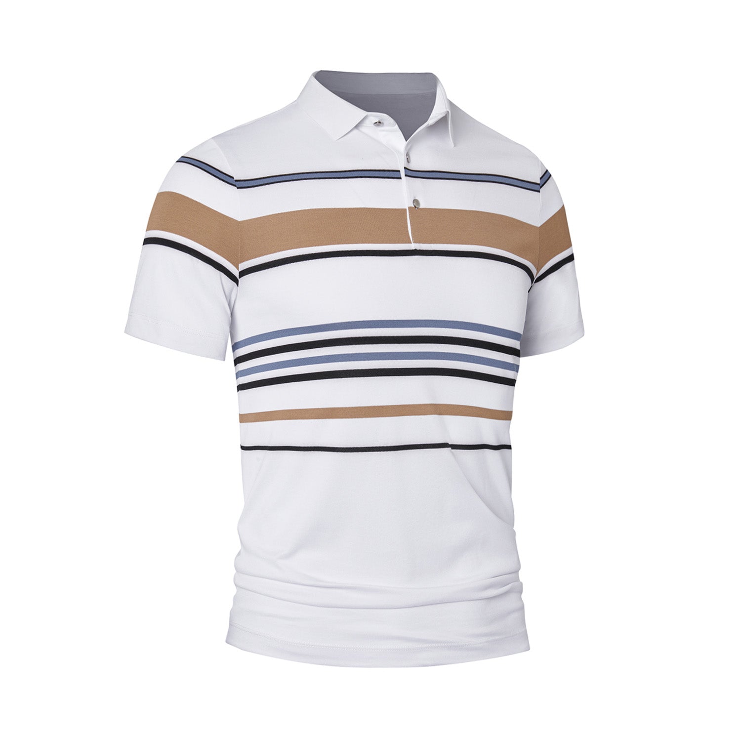 Cotton Silk Luxury-Touch Striped Short Sleeves Polo - oukumen