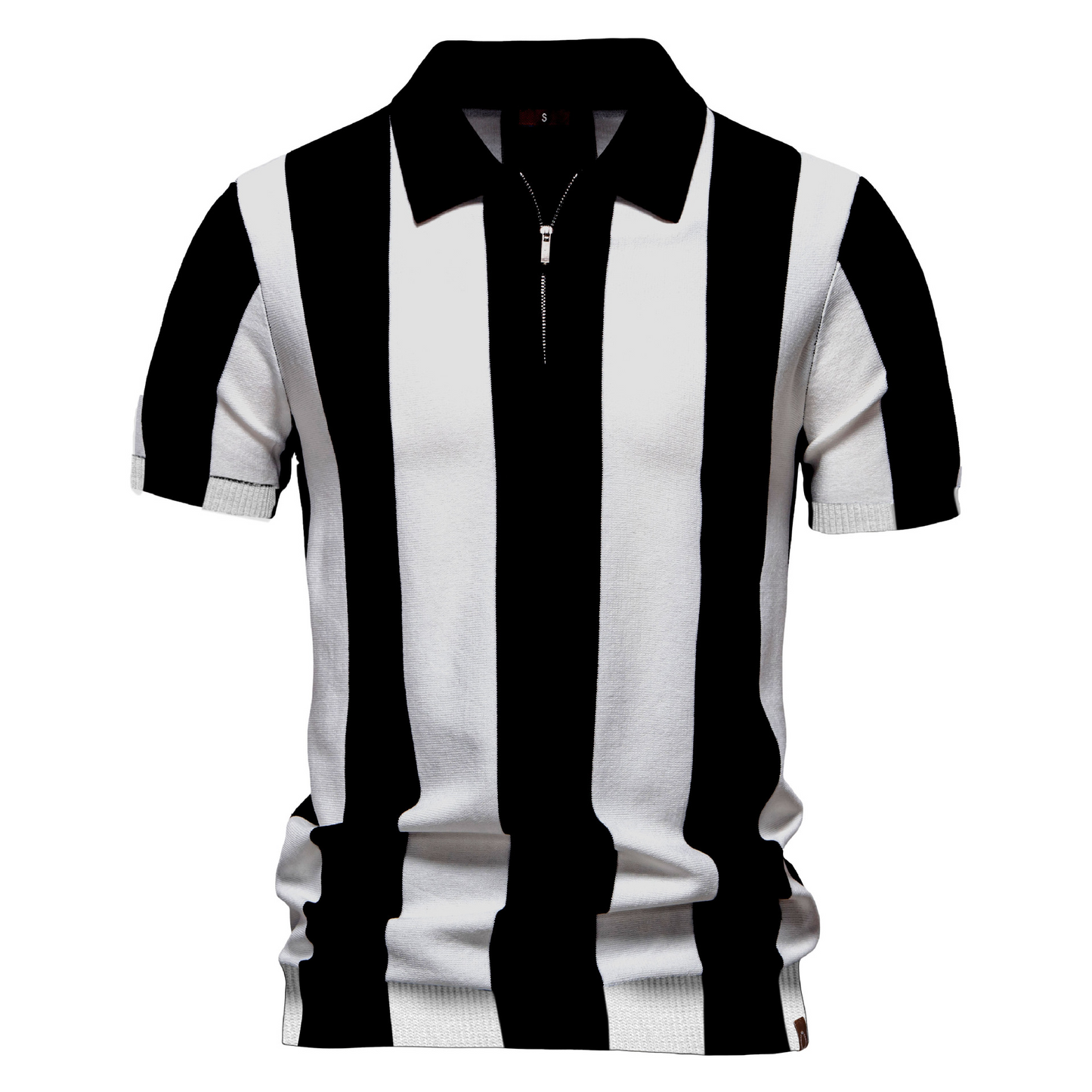 Vertical Stripe Quarter-Zip Polo - oukumen
