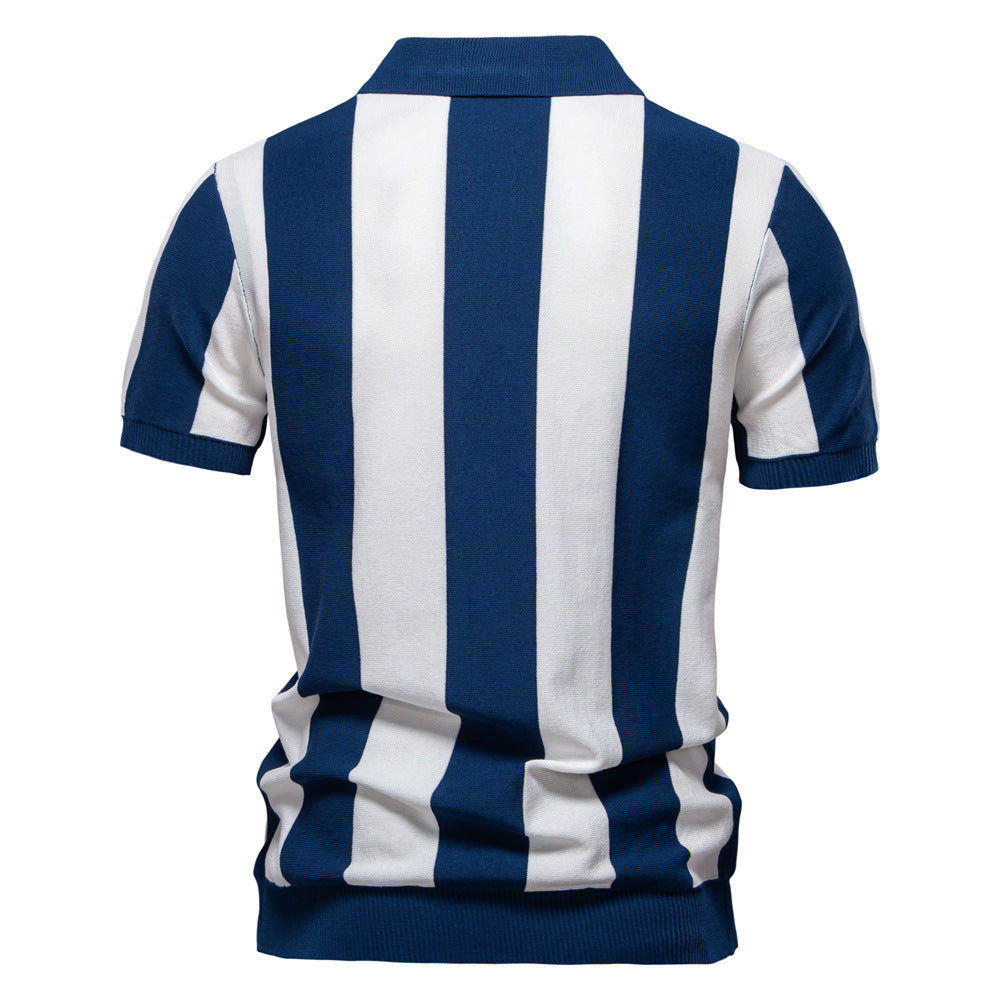 Vertical Stripe Quarter-Zip Polo