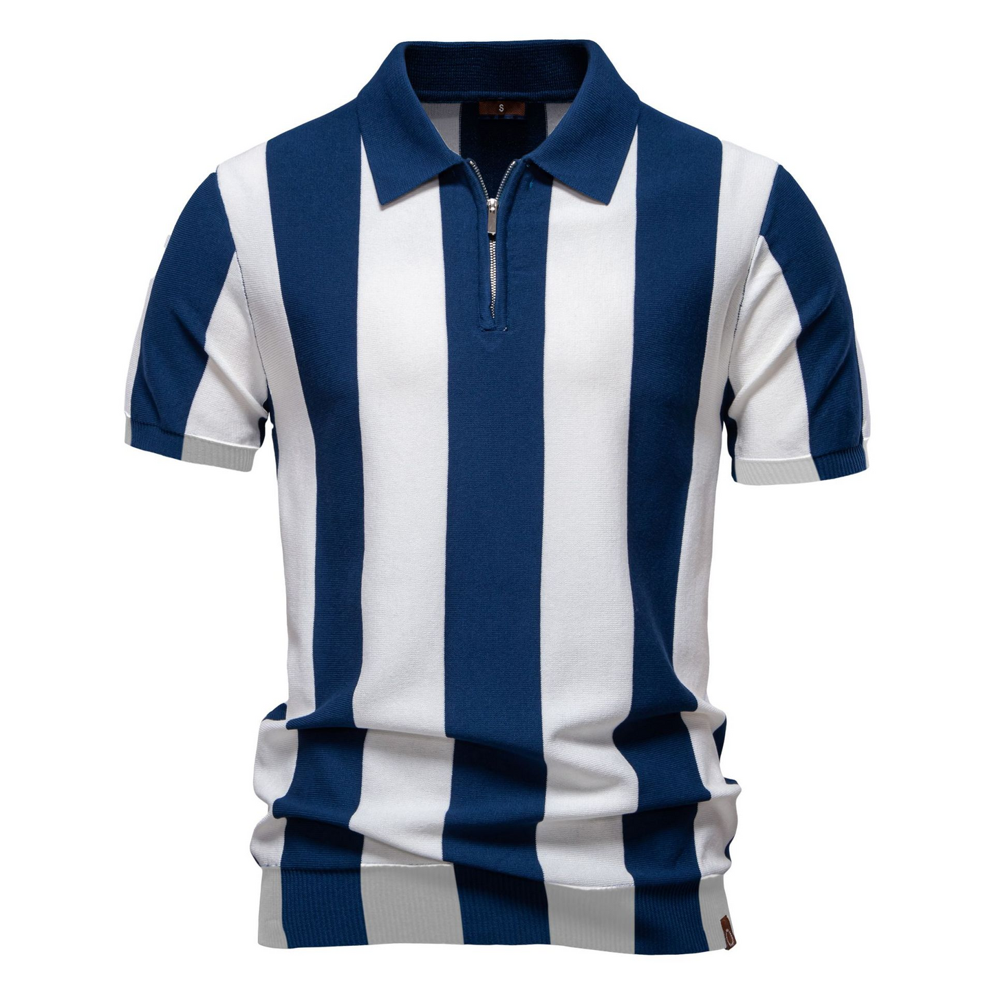 Vertical Stripe Quarter-Zip Polo - oukumen