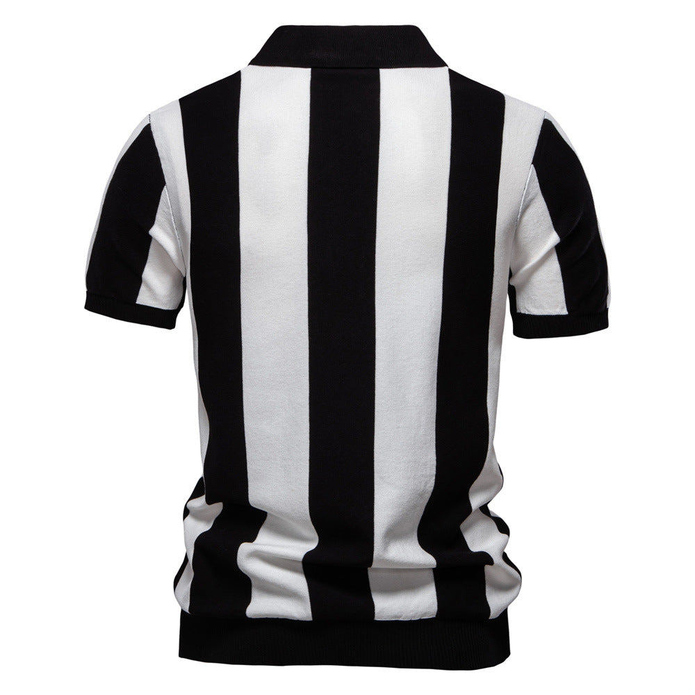 Vertical Stripe Quarter-Zip Polo
