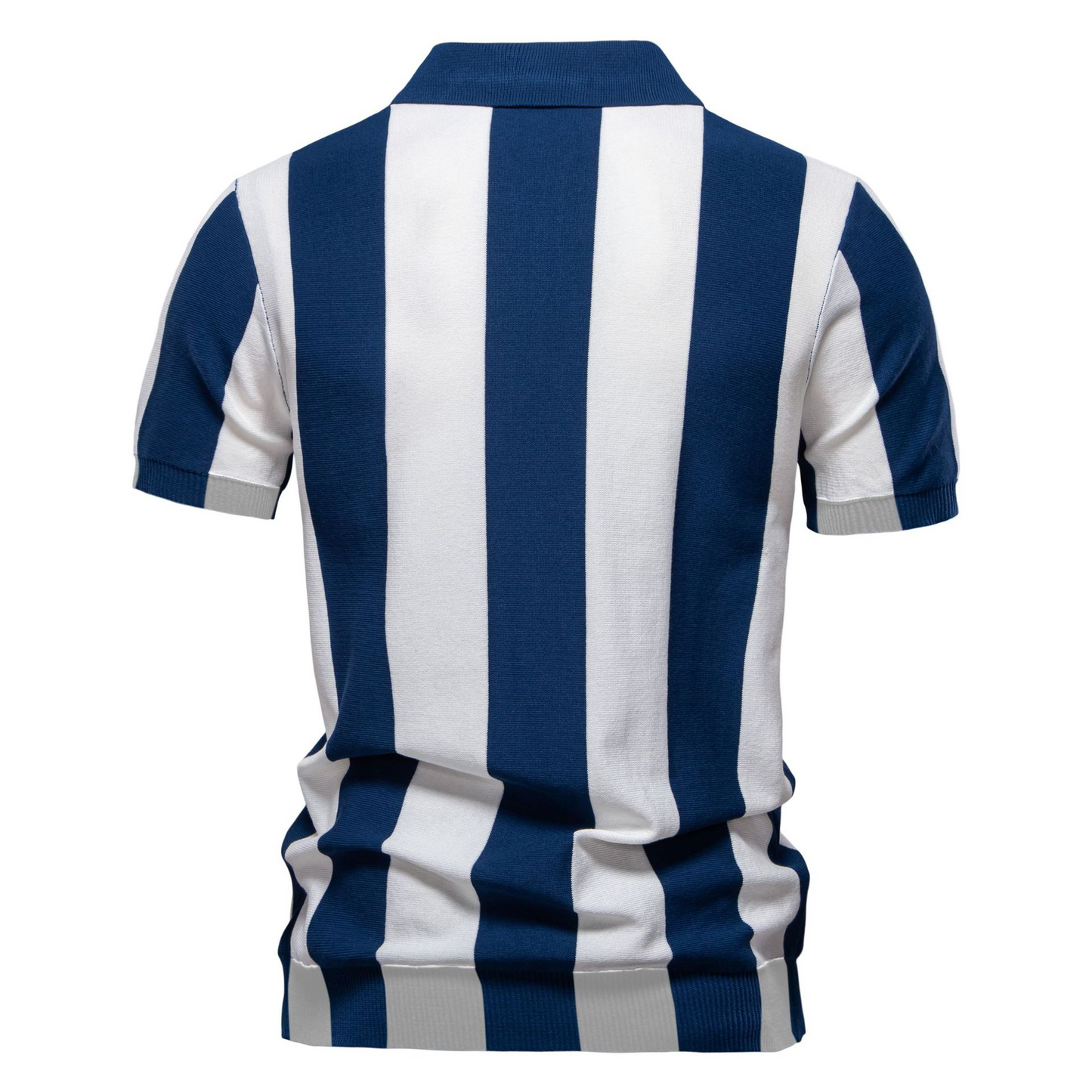 Vertical Stripe Quarter-Zip Polo - oukumen