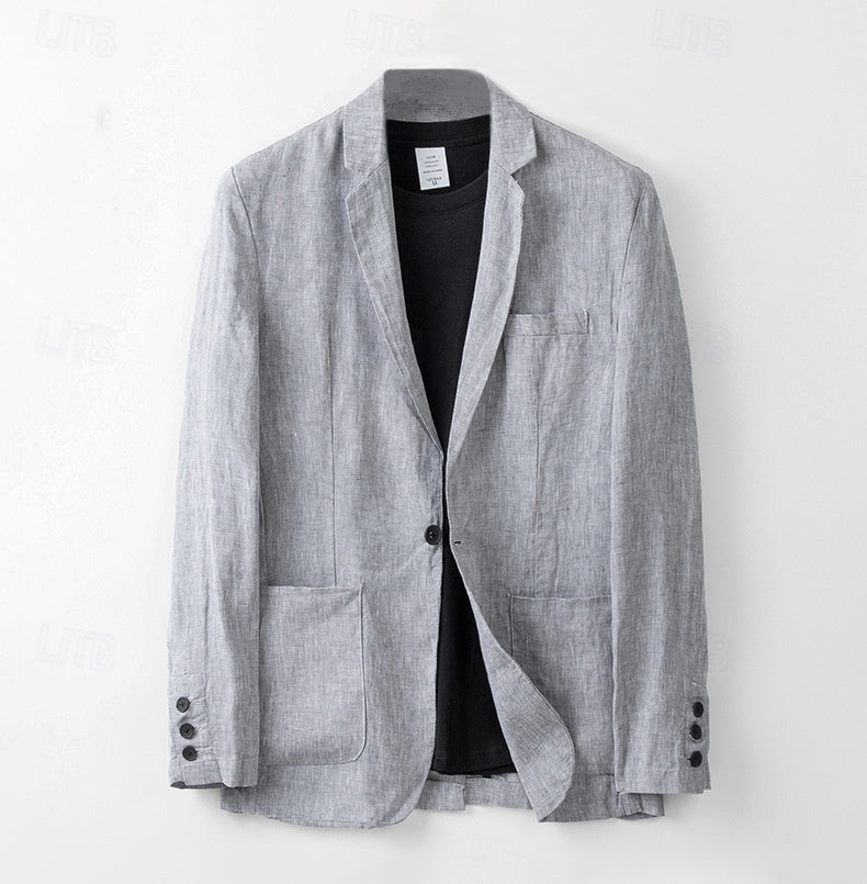 Tailored 100% Linen Blazer - oukumen
