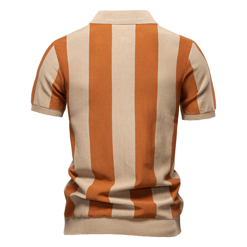 Vertical Stripe Quarter-Zip Polo