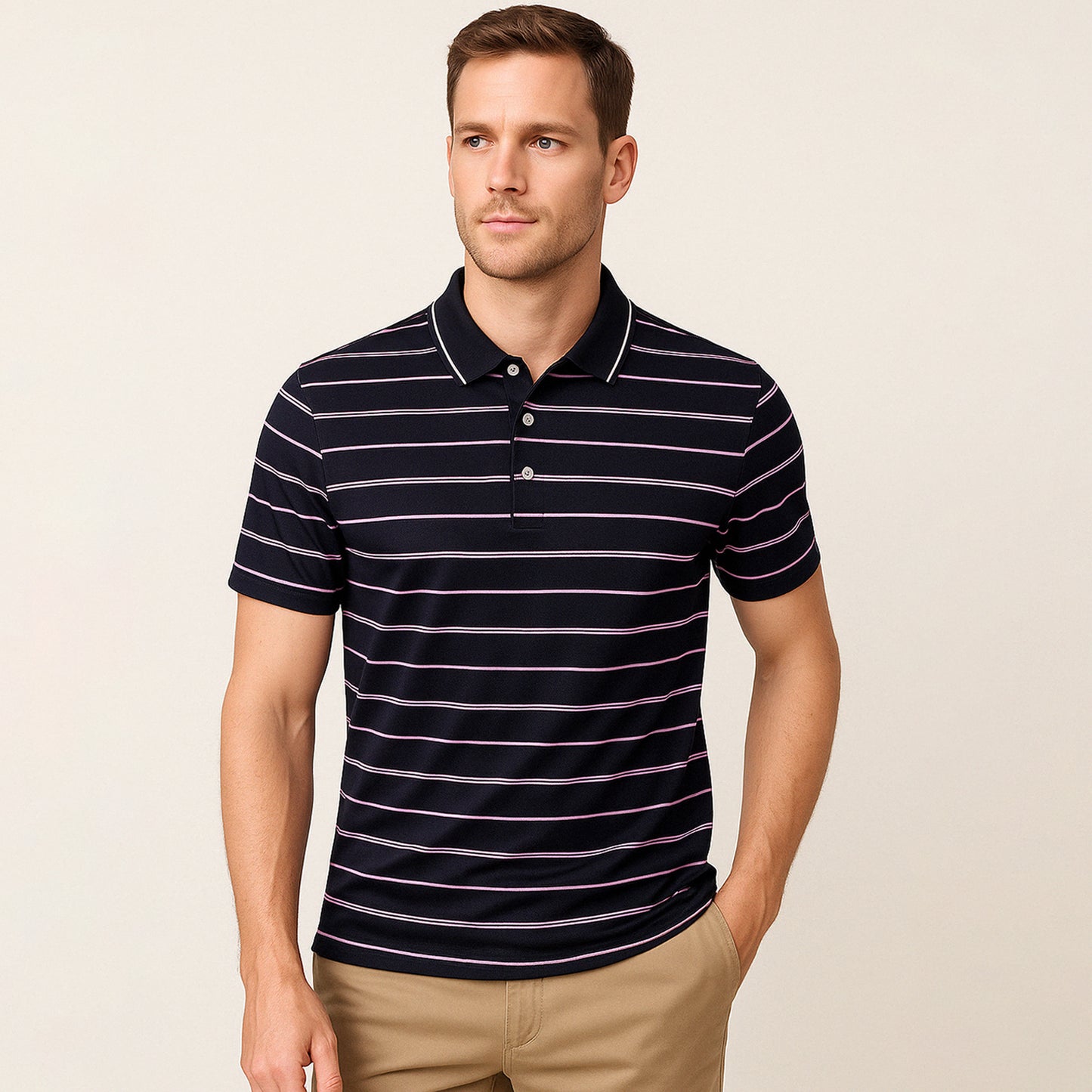 Striped Silk Polo Shirt - oukumen