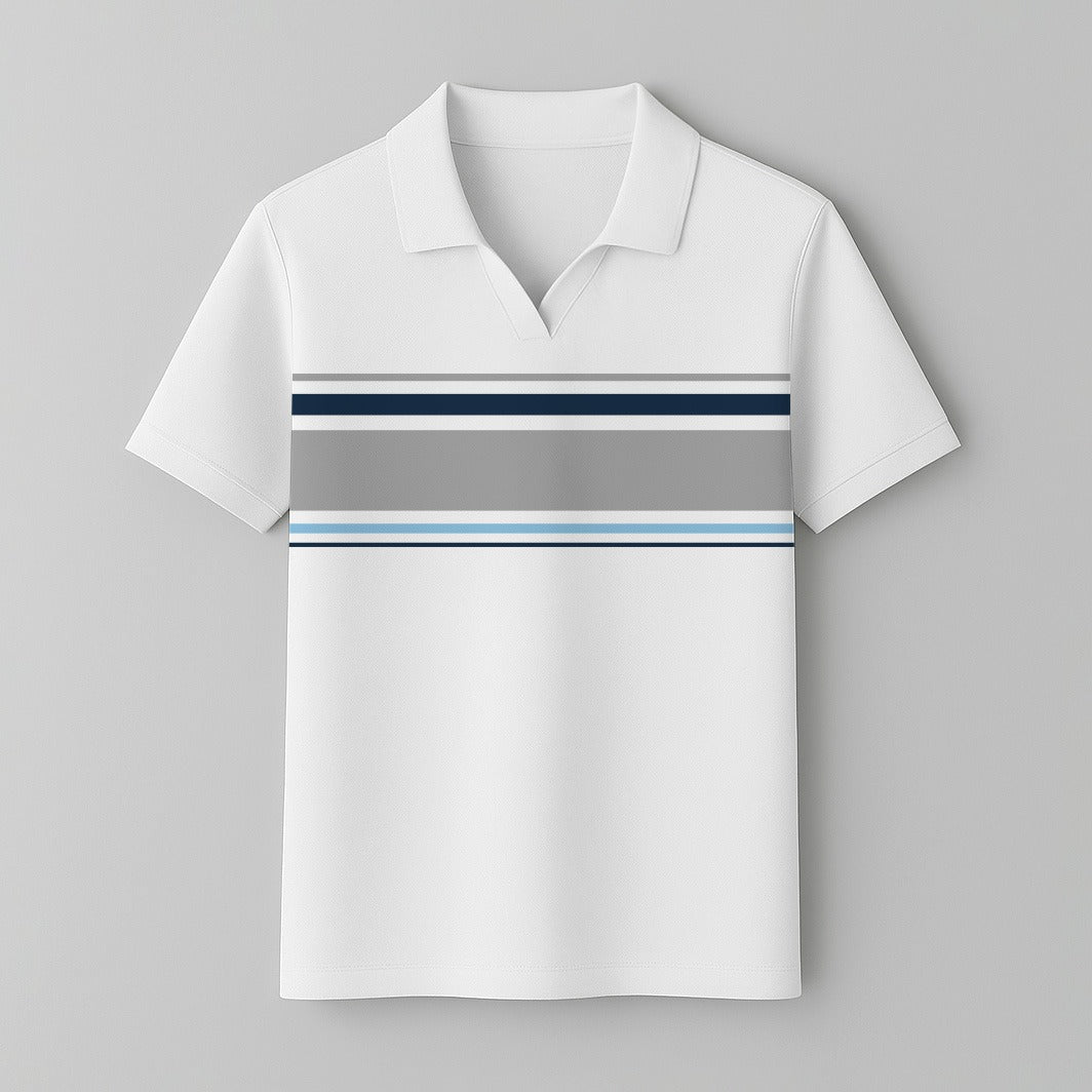 100% Cotton Short Sleeve Seagull Neck Polo - oukumen