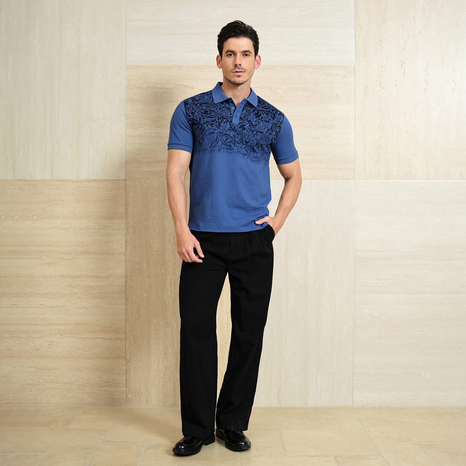 Floral Print Knit Polo Sweater - oukumen