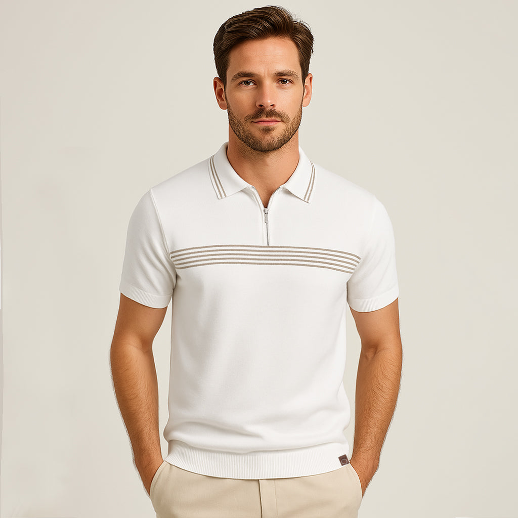 Quarter Zip Short Sleeve Polo - oukumen