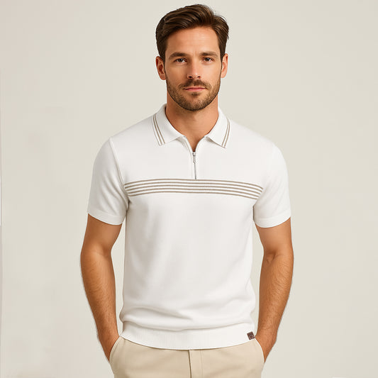 Quarter Zip Short Sleeve Polo - oukumen