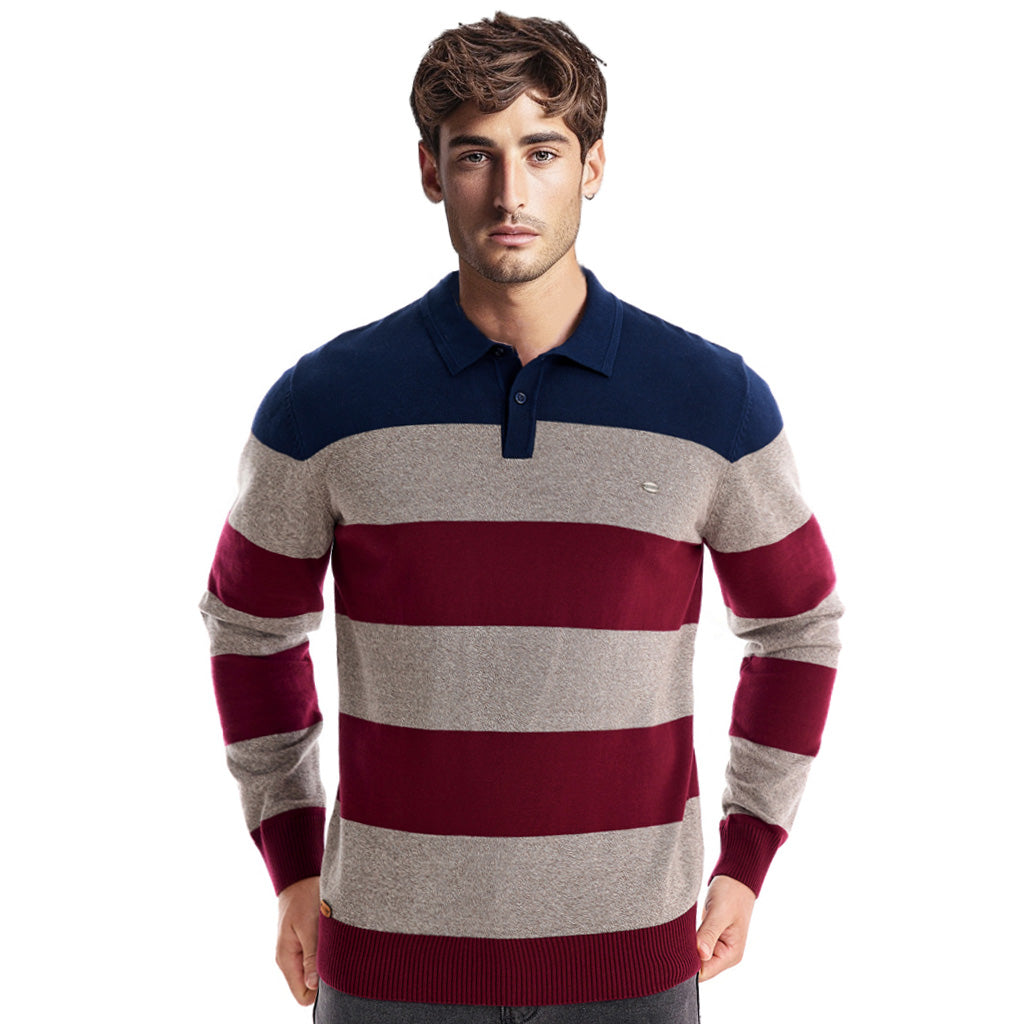 Rugby Quarter Zip Long Sleeves Sweater Polo - oukumen