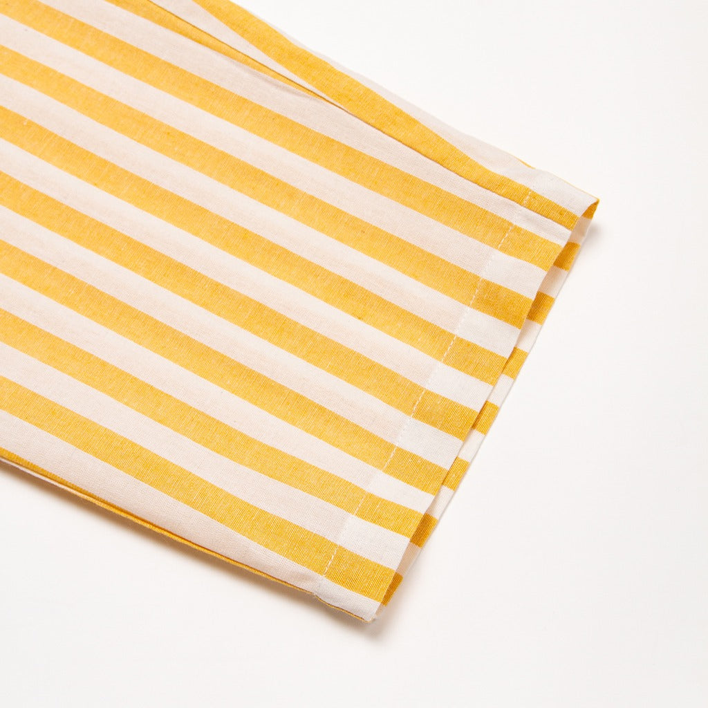 Cotton Linen Elastic Waistband Casual Stripe Pants - oukumen