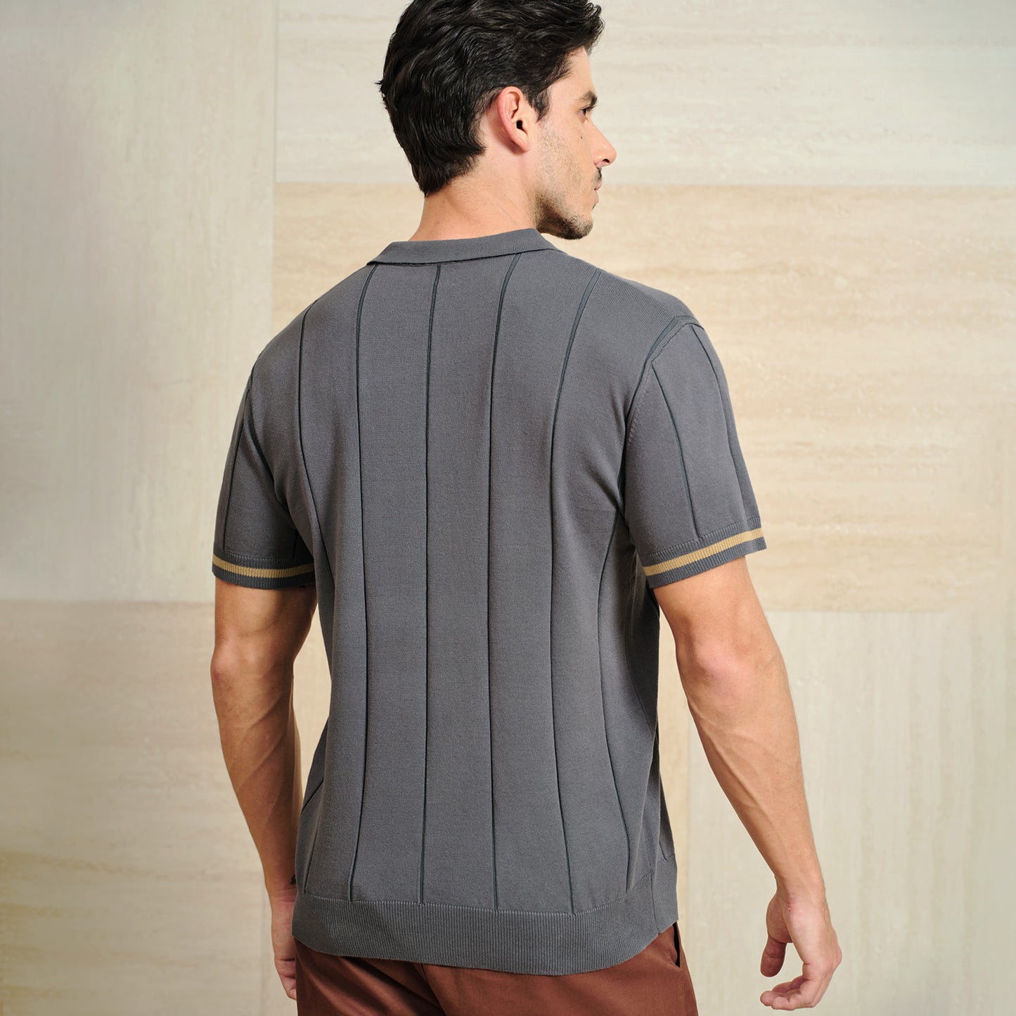 Classic Texture Knit Quarter-Zip Polo - oukumen