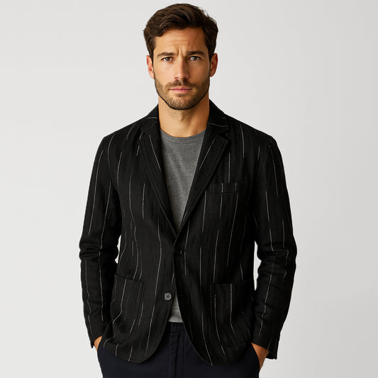 100% Linen Lightweight Blazer Jacket - oukumen