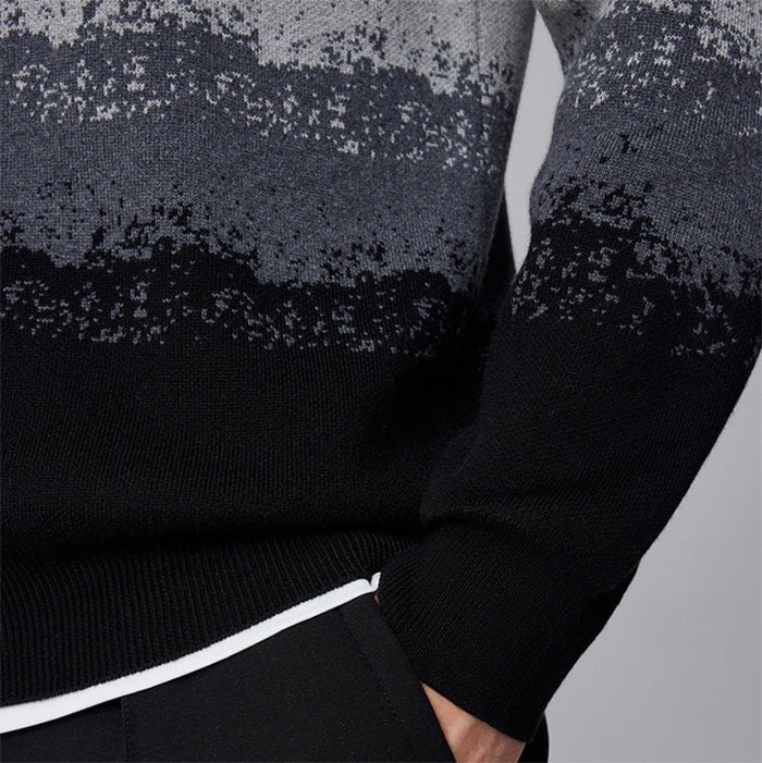 Crew Neck Gradient Pullover Sweater - oukumen