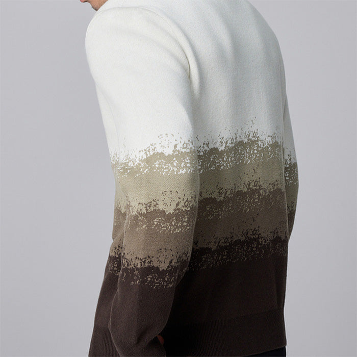Crew Neck Gradient Pullover Sweater - oukumen