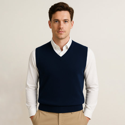 100% Merino Wool Sweater Vest - oukumen