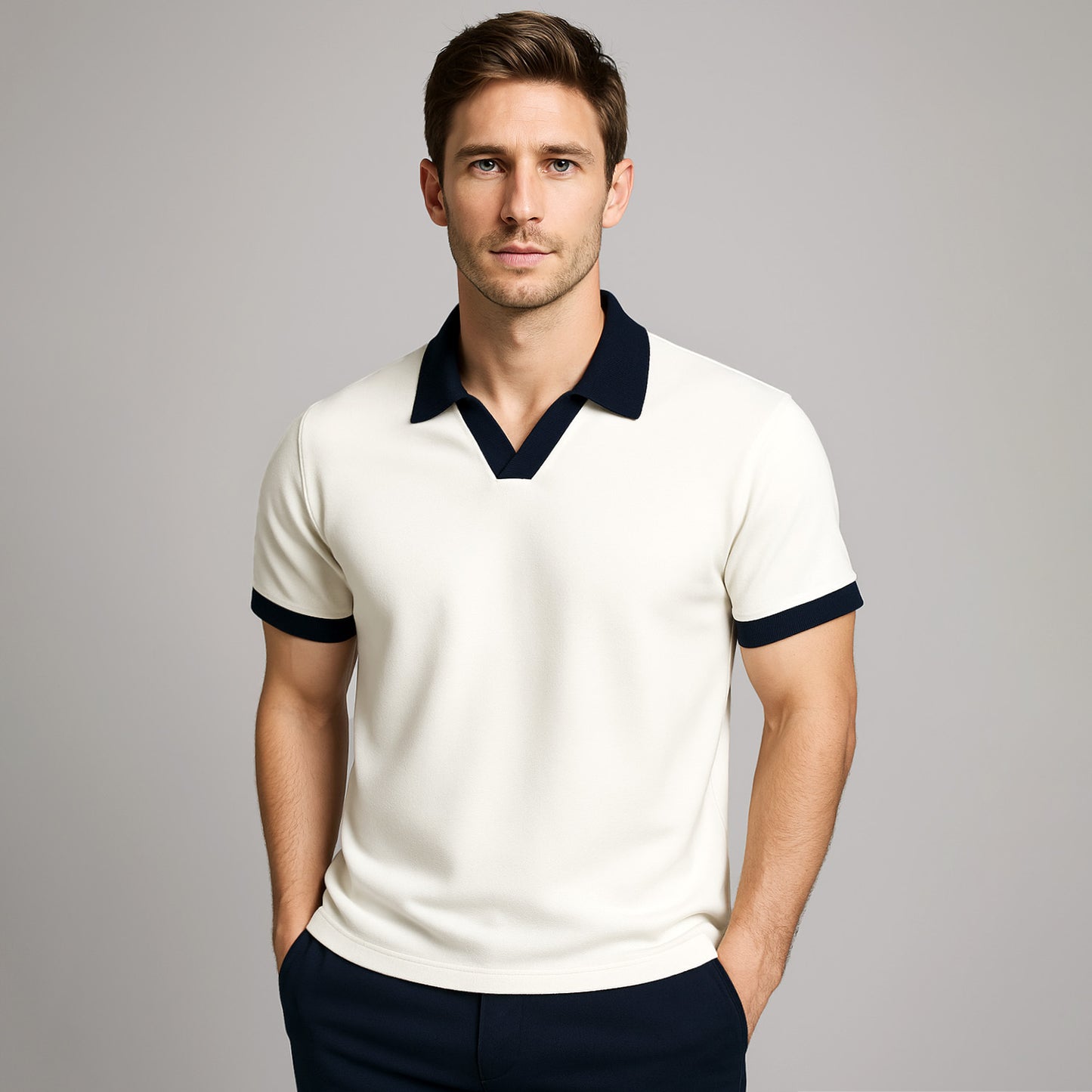 100% Cotton Colorblock Performance Polo - oukumen