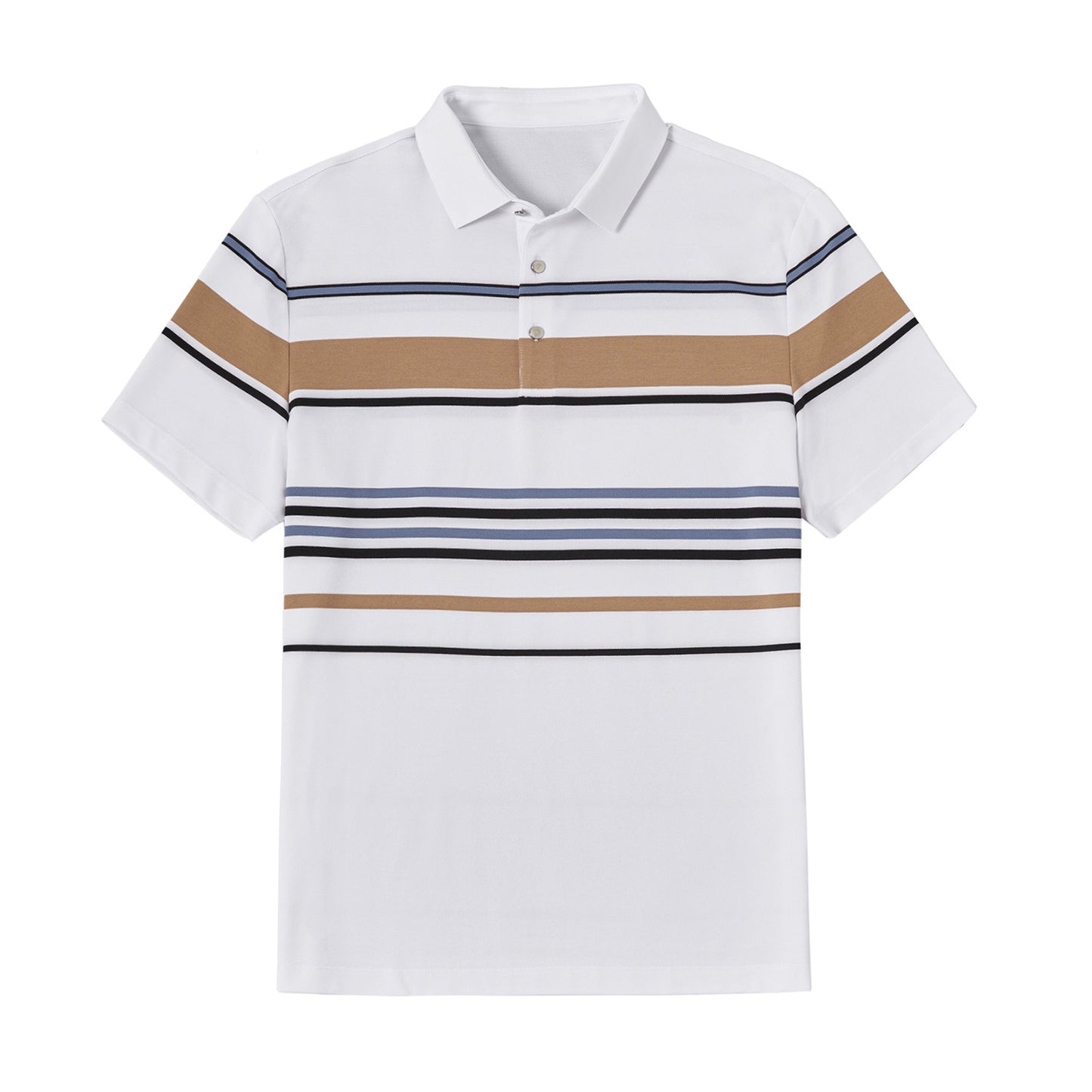 Cotton Silk Luxury-Touch Striped Short Sleeves Polo - oukumen