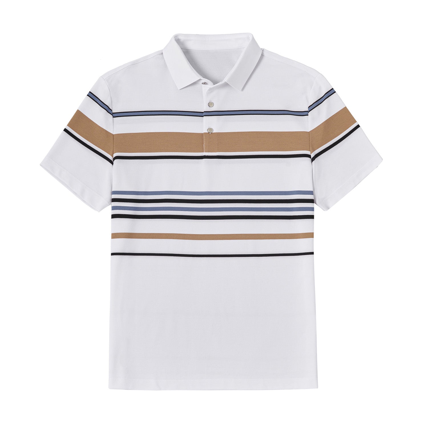 Cotton Silk Luxury-Touch Striped Short Sleeves Polo - oukumen
