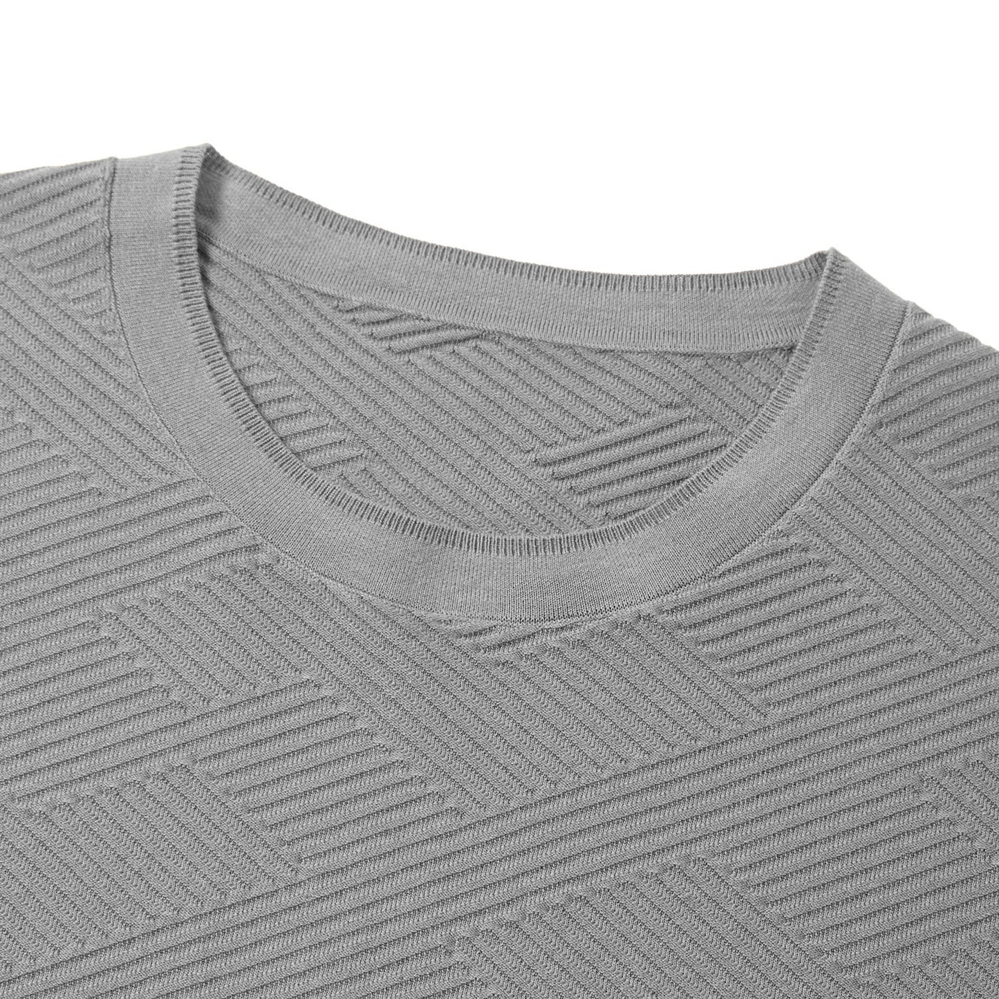 Silk Linen Cotton Crew Neck Knit T-Shirt - oukumen