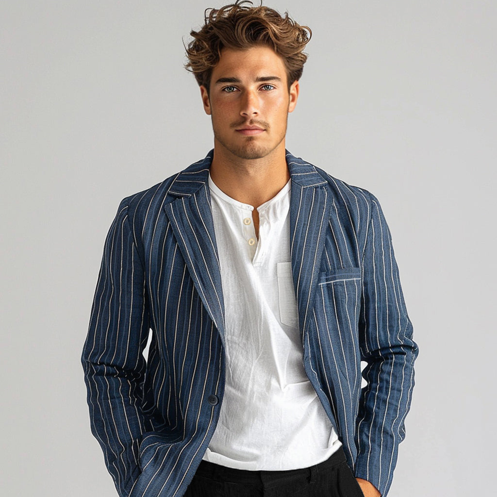 Tailored Pinstripe Blazer - oukumen