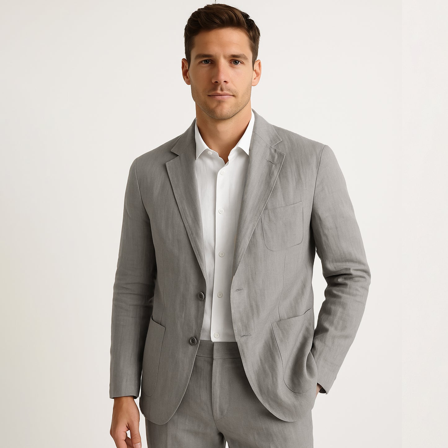 100% Linen Single Breasted Blazer Jacket