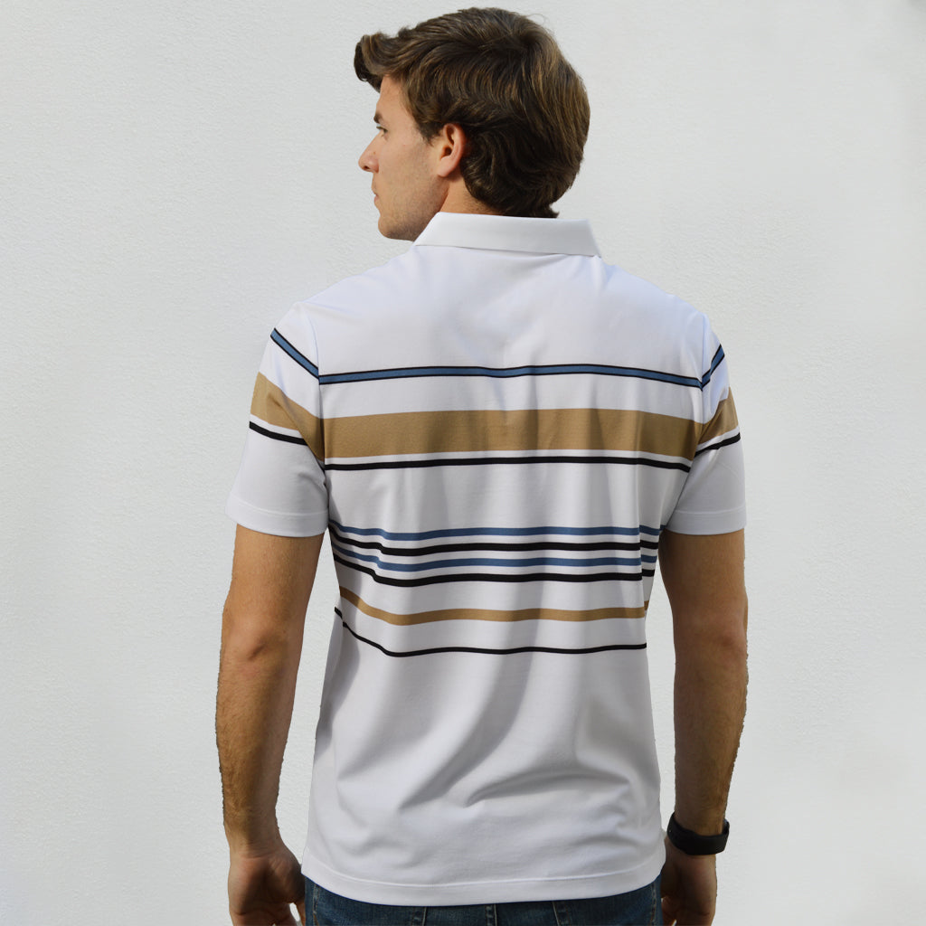 Cotton Silk Luxury-Touch Striped Short Sleeves Polo - oukumen