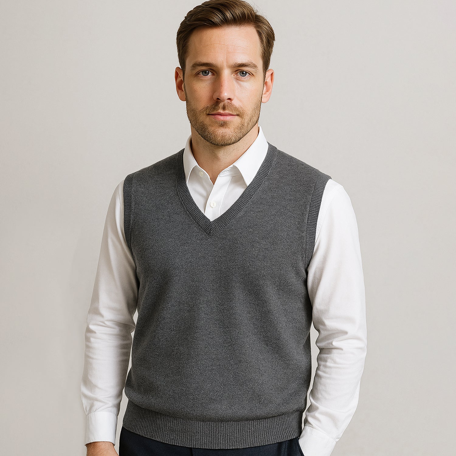 100% Merino Wool Sweater Vest - oukumen