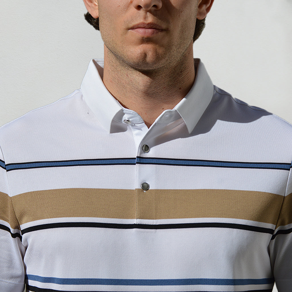 Cotton Silk Luxury-Touch Striped Short Sleeves Polo - oukumen