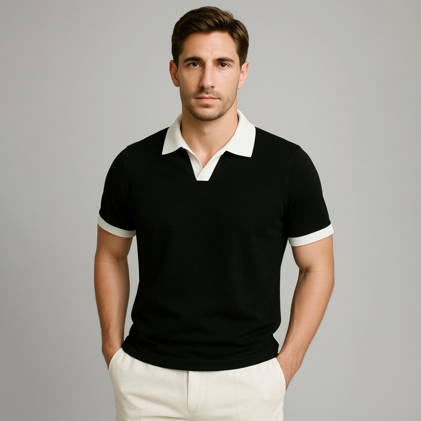 100% Cotton Colorblock Performance Polo - oukumen