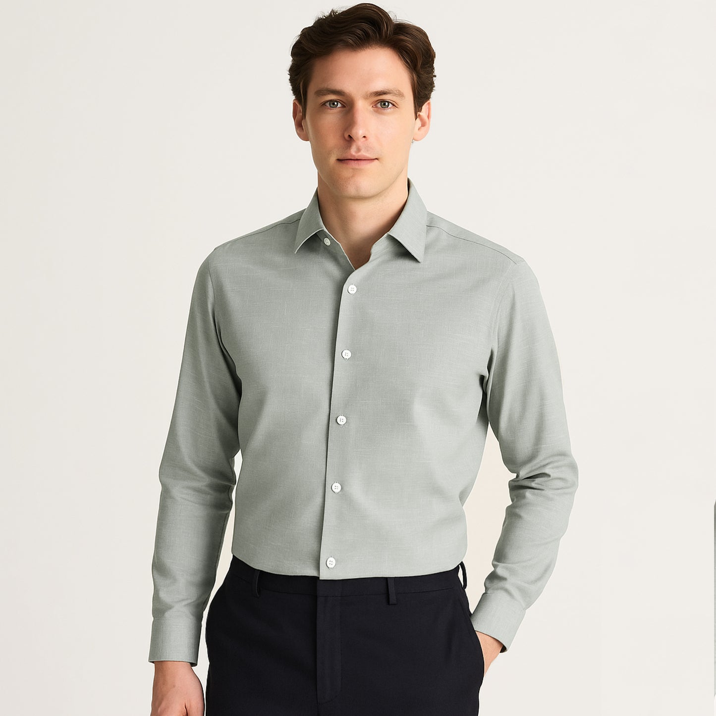 Essential Cotton-Linen Long-Sleeve Shirt - oukumen