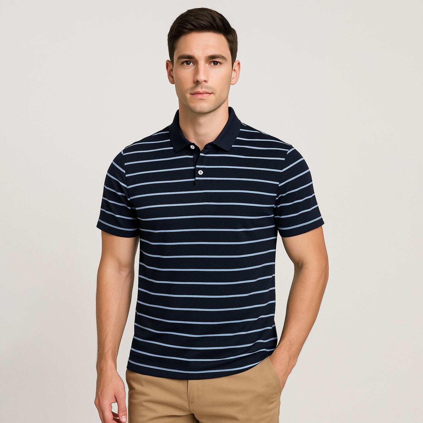 Striped Silk Polo Shirt - oukumen