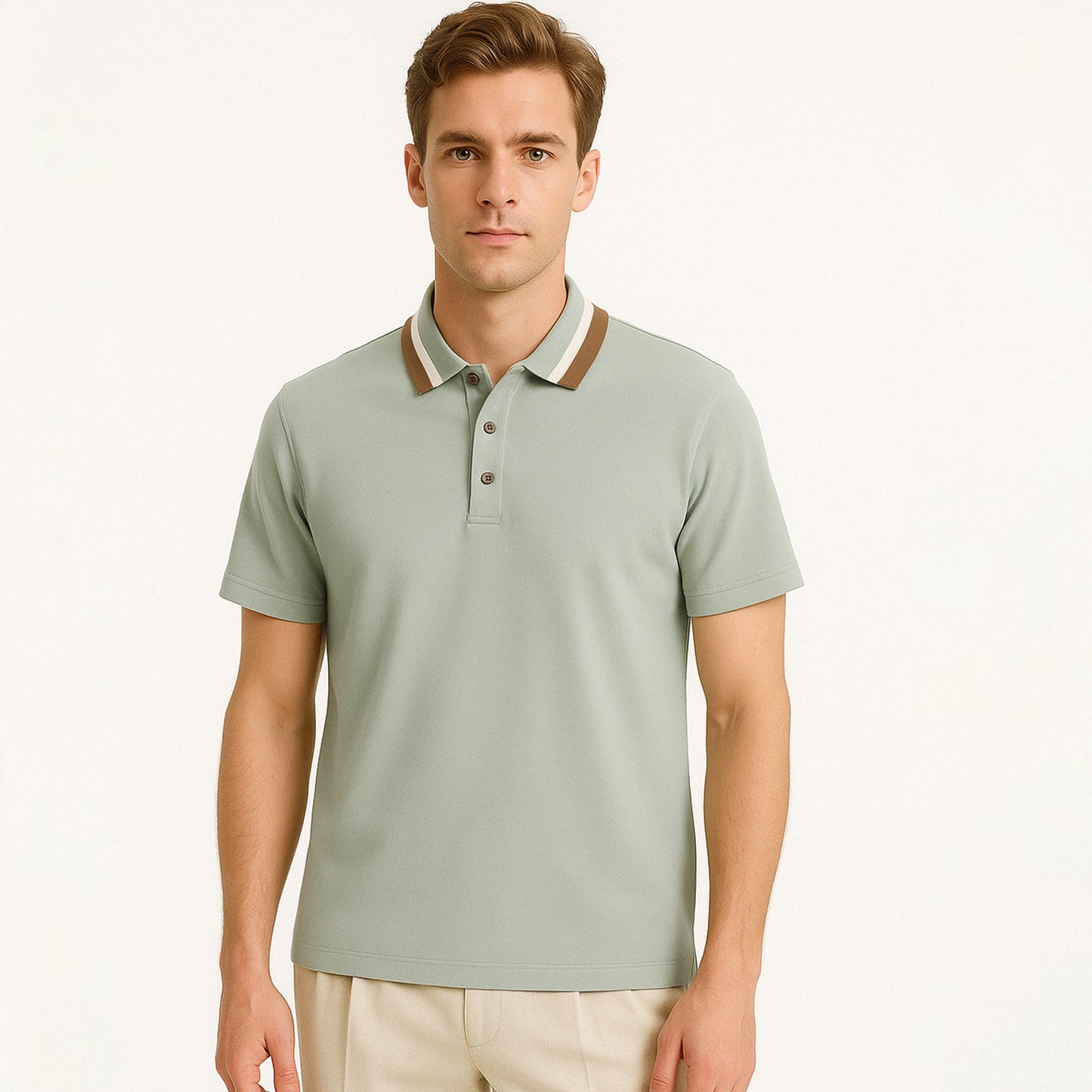 Modern Colorblock Knit Polo Shirt - oukumen