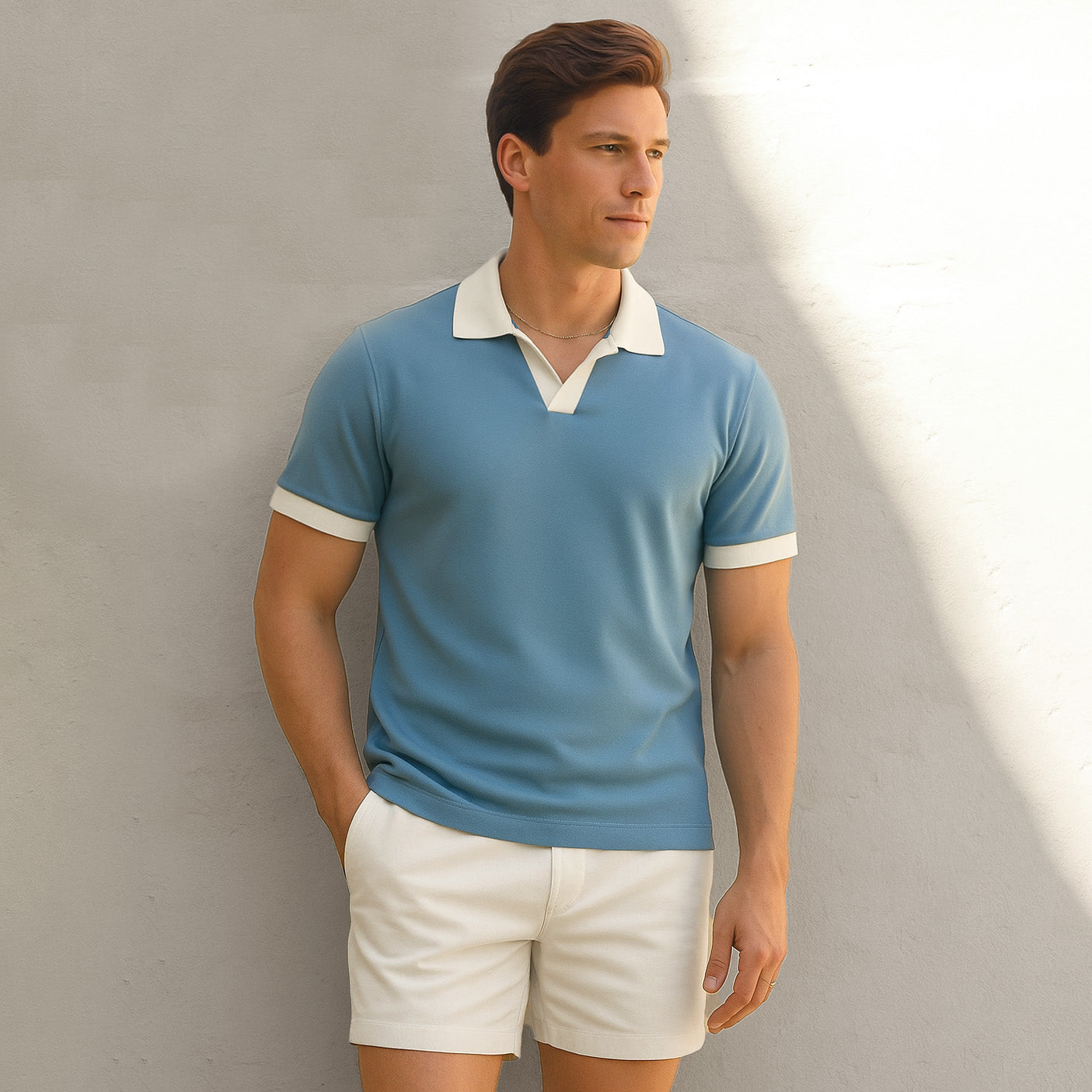 100% Cotton Colorblock Performance Polo - oukumen