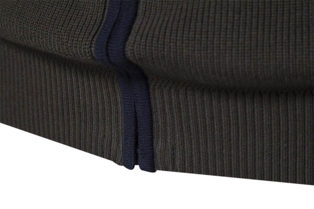 Zip Sweater Knit Zipper Color Cardigan Sweater - oukumen