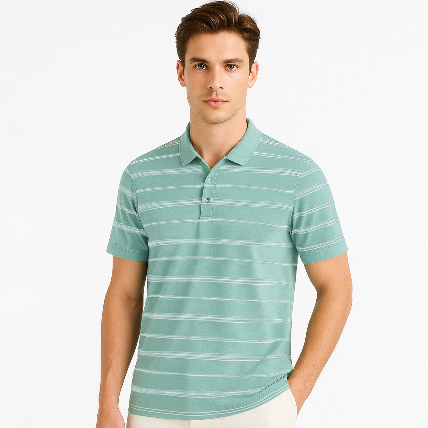 Luxury Striped Silk-Blend Polo Shirt - oukumen