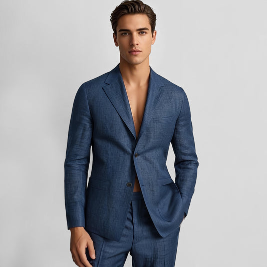 100% Classic Linen Blazer - oukumen