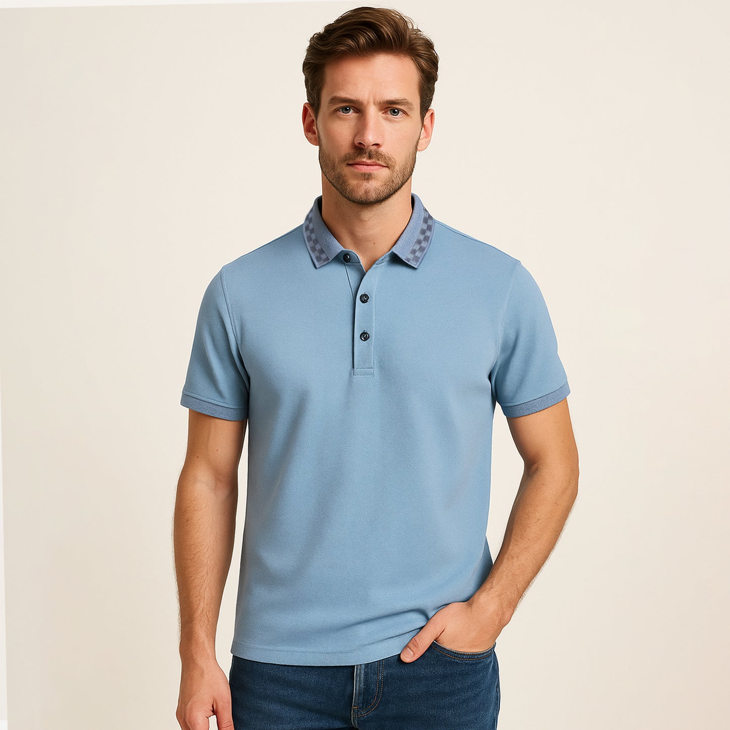 Business Casual Silk Cotton Blend Polo
