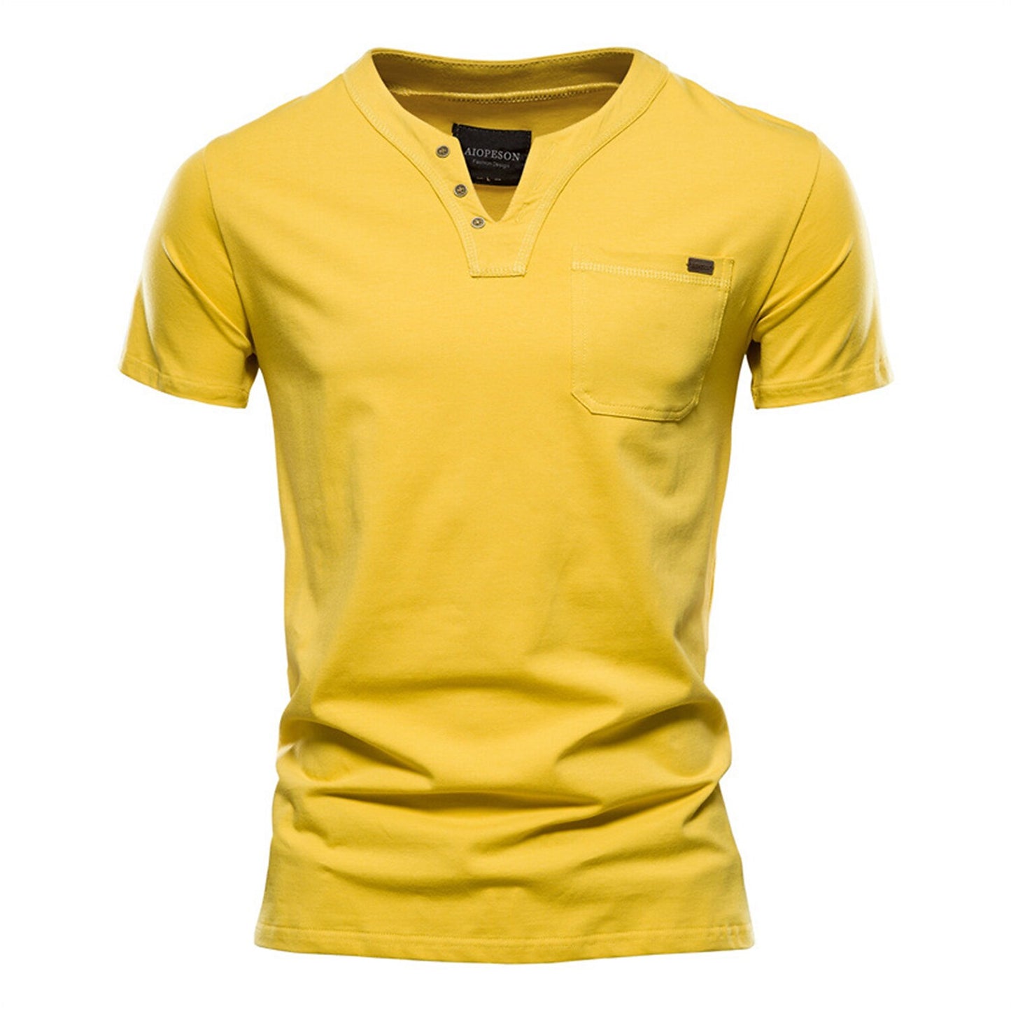 100% Cotton V-Neck Pocket T-Shirt - oukumen
