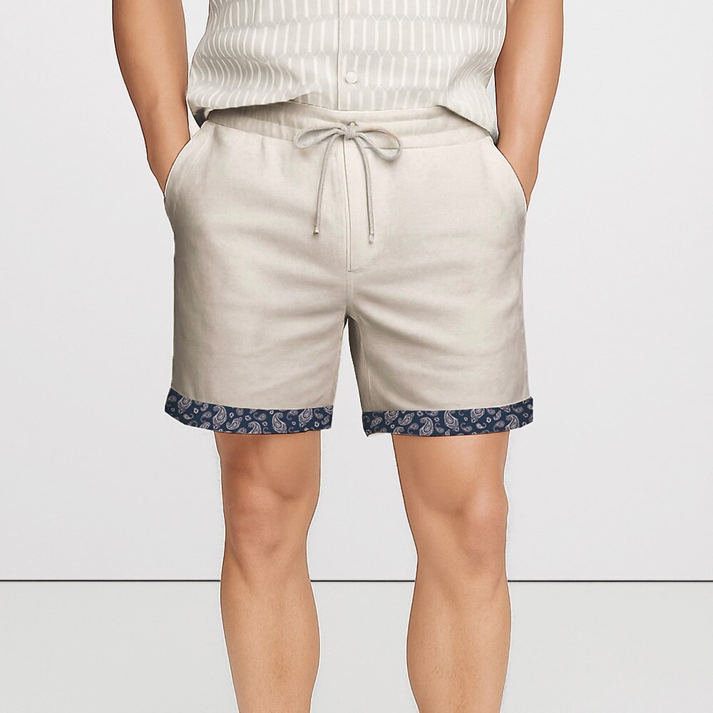 Cotton Linen Blend Shorts - oukumen
