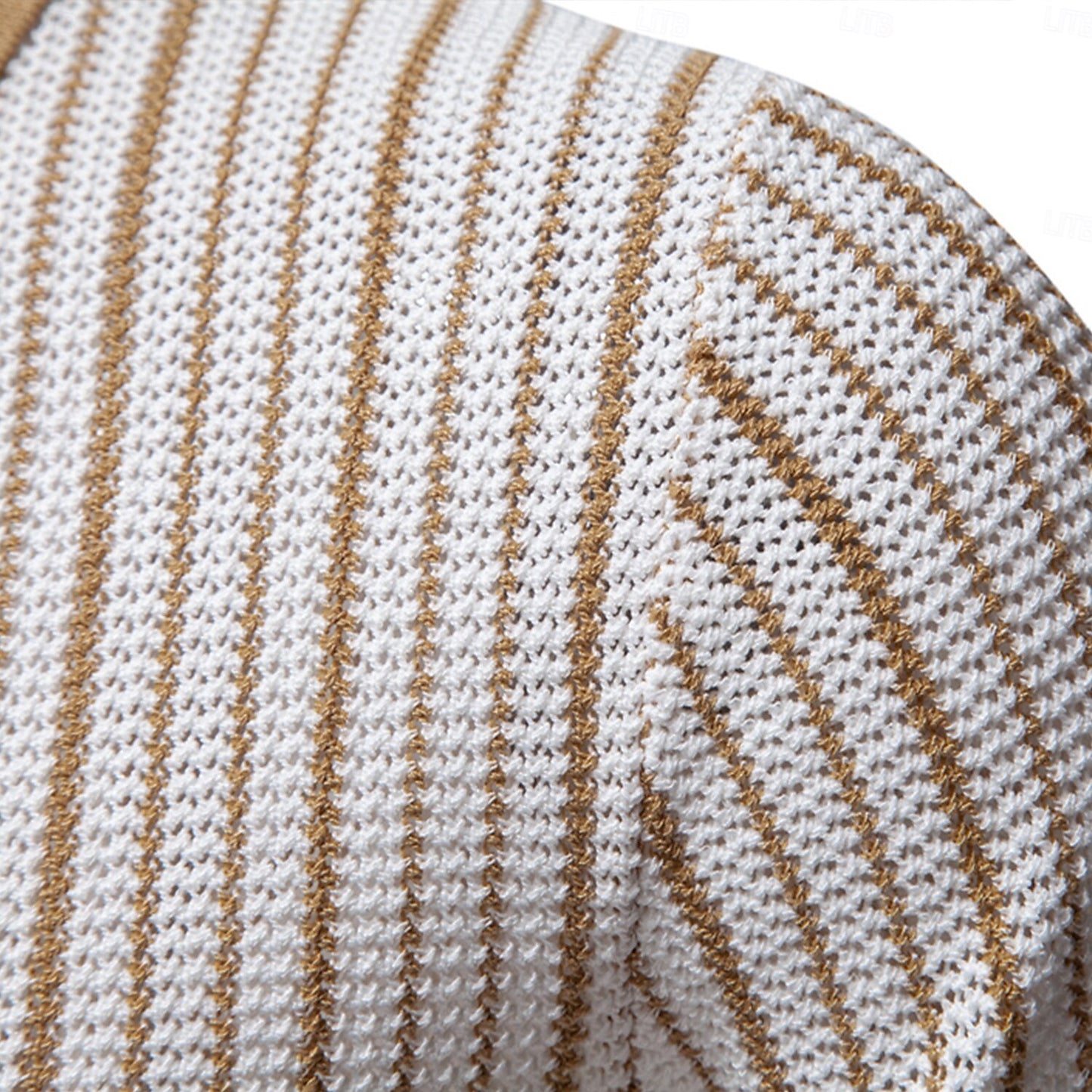 Striped Knit Texture Polo Shirt - oukumen