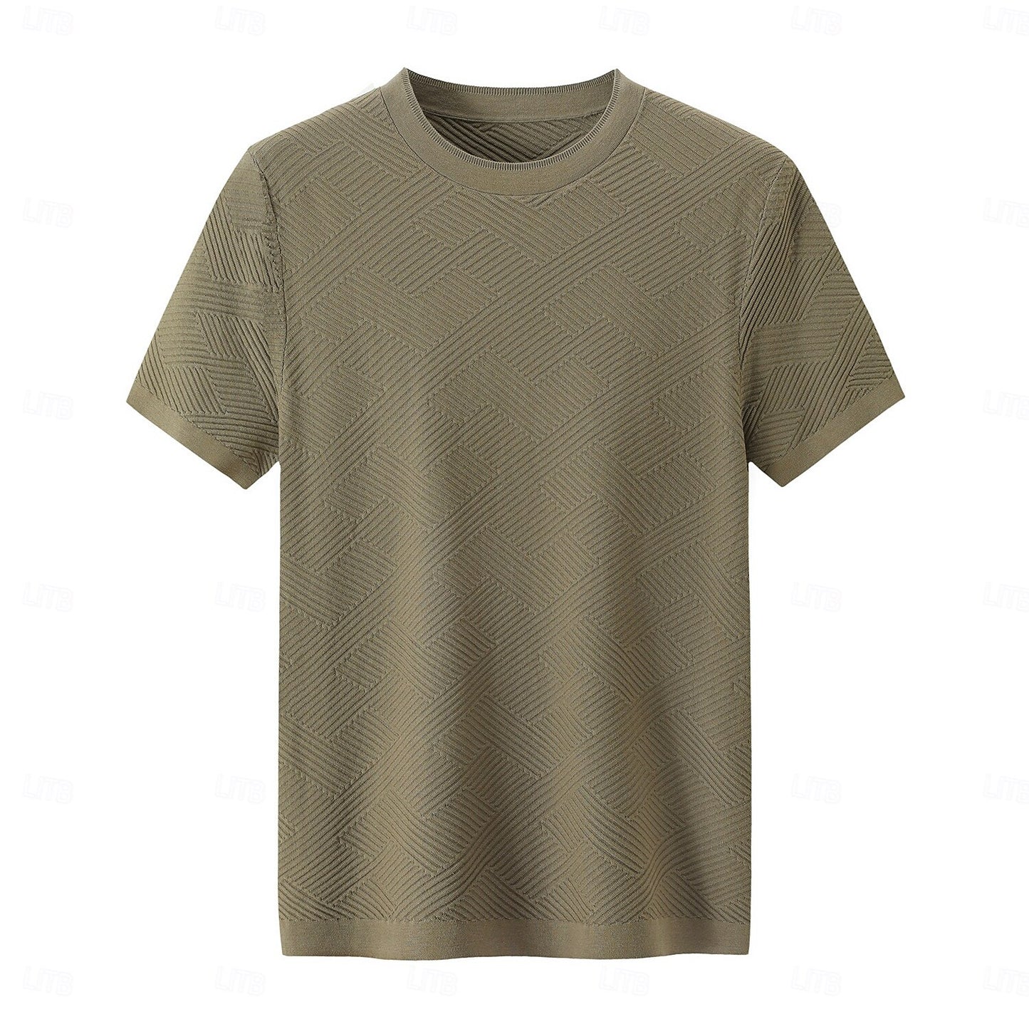 Silk Linen Cotton Crew Neck Knit T-Shirt - oukumen