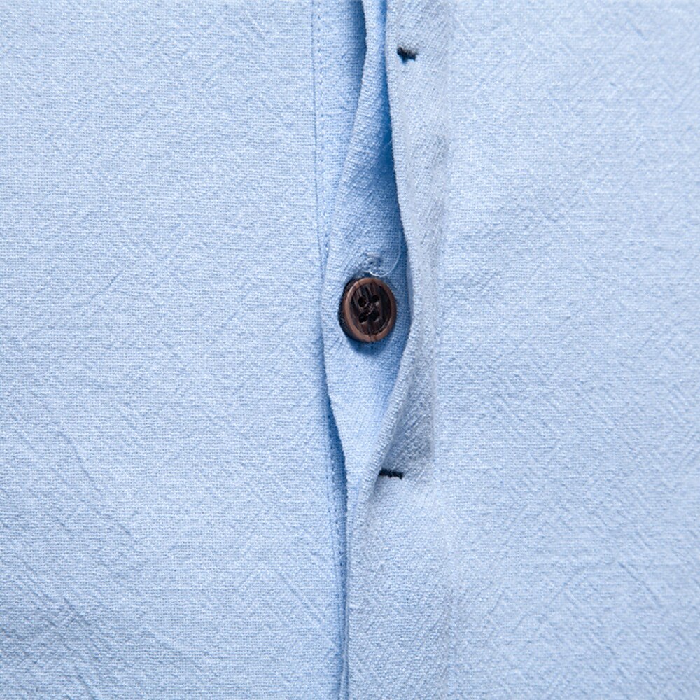 100% Cotton Premium Textured Band Collar Shirt - oukumen
