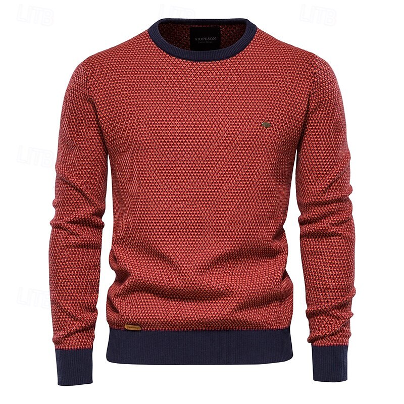 Crew Neck Knitwear Sweater Pullover - oukumen