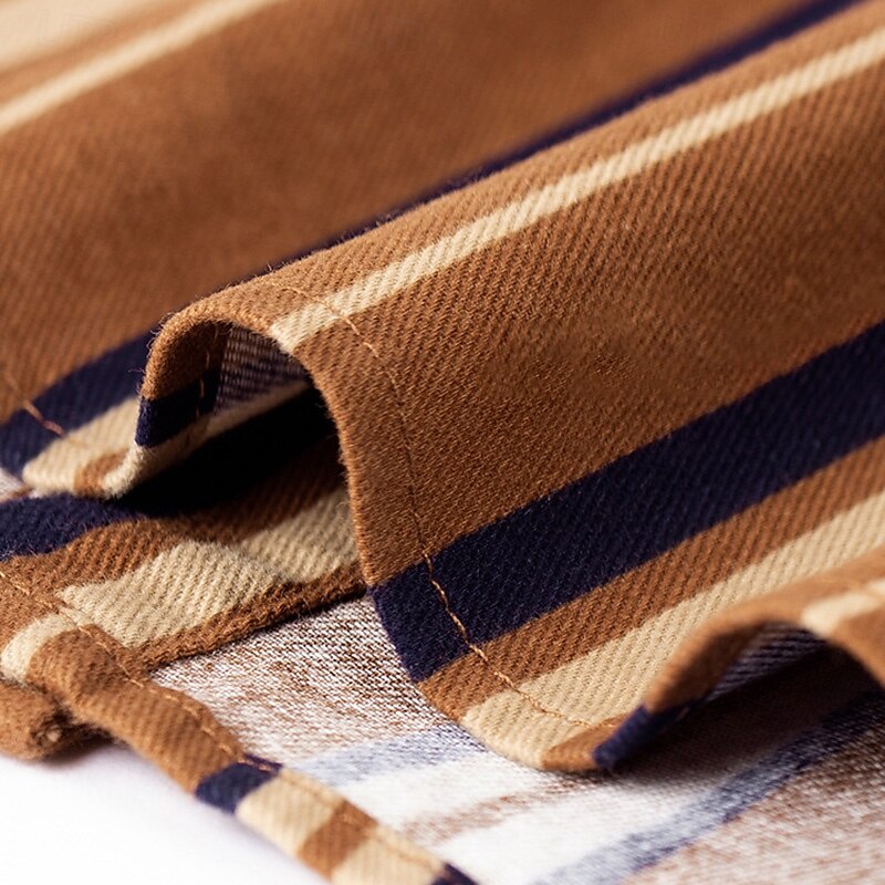 100% Cotton Casual Oxford Stripe Shirt - oukumen