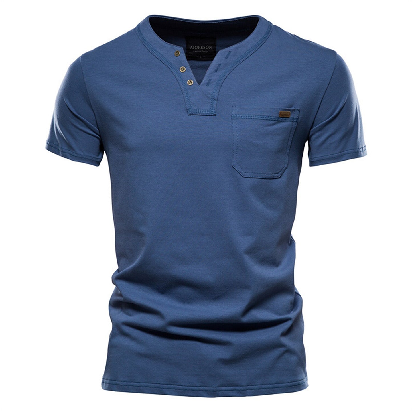 100% Cotton V-Neck Pocket T-Shirt - oukumen