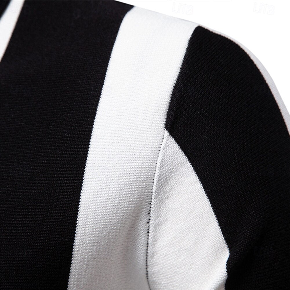 Vertical Stripe Quarter-Zip Polo - oukumen