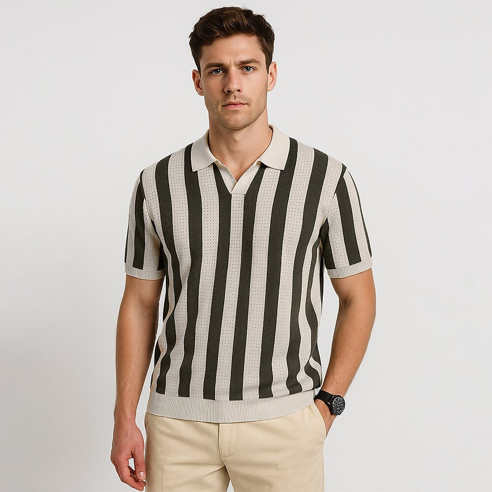 Vertical Striped Polo Shirt
