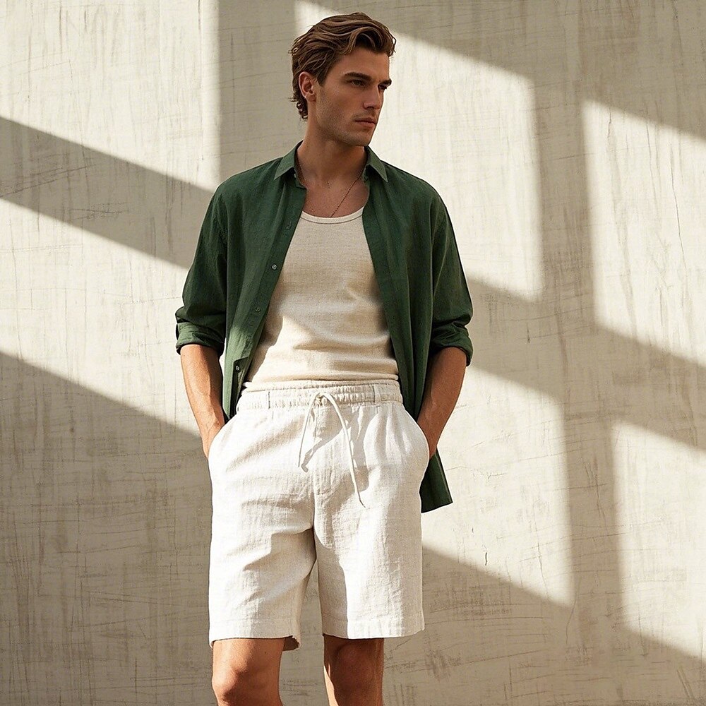 100% Linen Shorts - oukumen